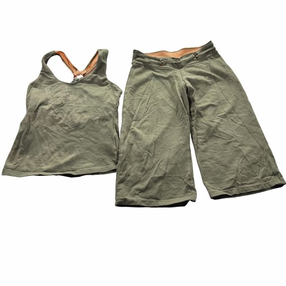 Marika Olive Green 2-Piece Outfit Tank Top & Culotte Pants Small Y2K - Picture 1 of 12